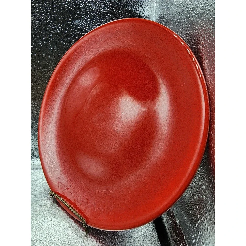 Crate & Barrel BRIGHT RED DINNER PLATE Made in BRAZIL (Set of 2)